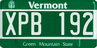 VT license plate XPB192