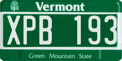VT license plate XPB193
