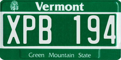 VT license plate XPB194