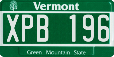 VT license plate XPB196