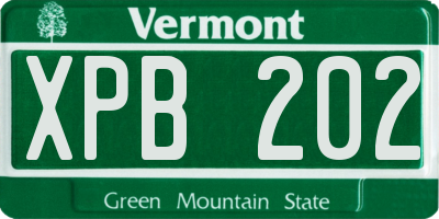 VT license plate XPB202