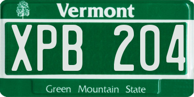 VT license plate XPB204