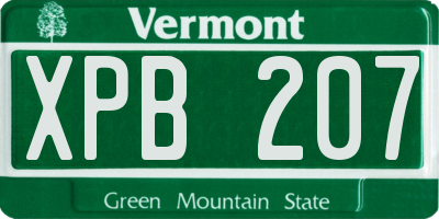 VT license plate XPB207