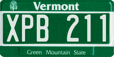 VT license plate XPB211
