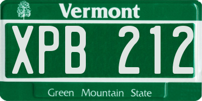 VT license plate XPB212