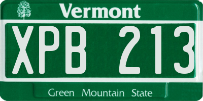 VT license plate XPB213
