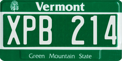 VT license plate XPB214