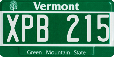 VT license plate XPB215