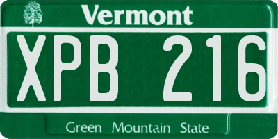 VT license plate XPB216