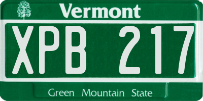 VT license plate XPB217