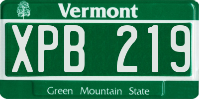 VT license plate XPB219