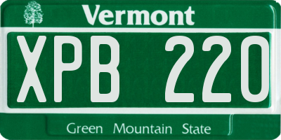VT license plate XPB220