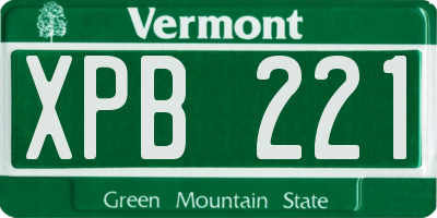 VT license plate XPB221