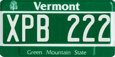 VT license plate XPB222