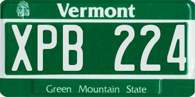 VT license plate XPB224