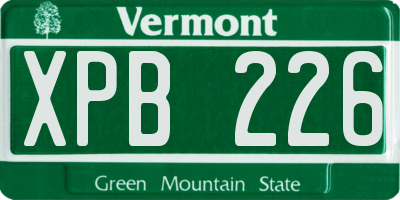 VT license plate XPB226