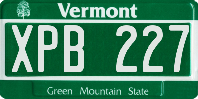 VT license plate XPB227