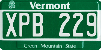 VT license plate XPB229