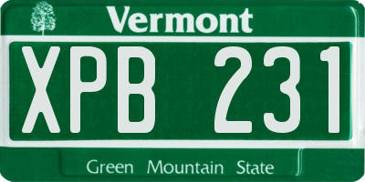 VT license plate XPB231