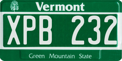 VT license plate XPB232
