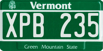 VT license plate XPB235