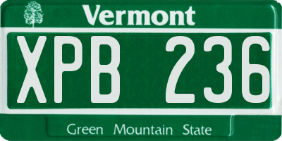 VT license plate XPB236