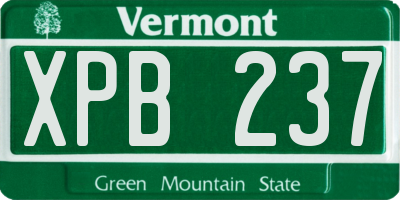 VT license plate XPB237