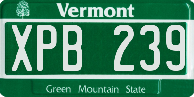 VT license plate XPB239