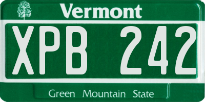 VT license plate XPB242