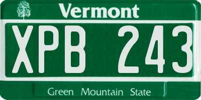 VT license plate XPB243