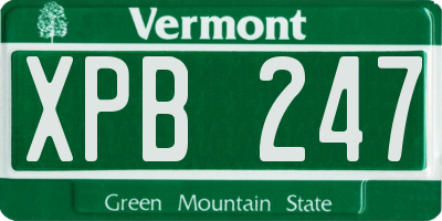 VT license plate XPB247