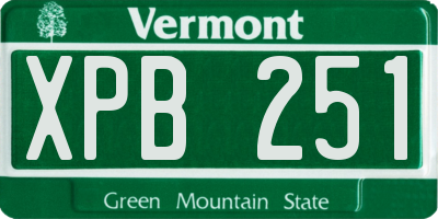 VT license plate XPB251