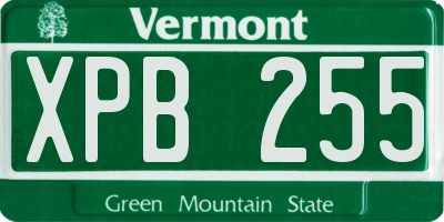VT license plate XPB255