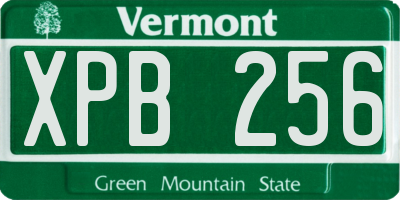 VT license plate XPB256