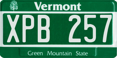 VT license plate XPB257
