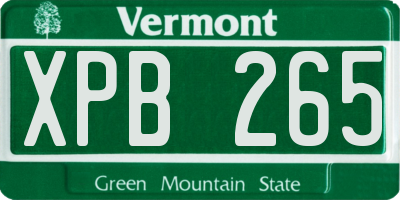 VT license plate XPB265