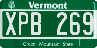 VT license plate XPB269