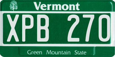 VT license plate XPB270