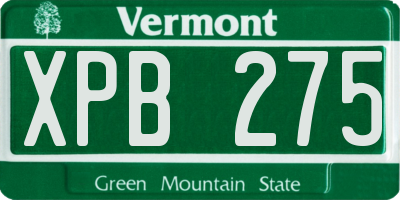 VT license plate XPB275