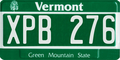 VT license plate XPB276