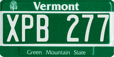 VT license plate XPB277