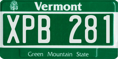 VT license plate XPB281