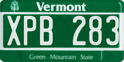 VT license plate XPB283
