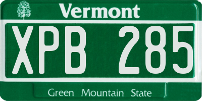 VT license plate XPB285