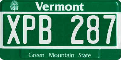 VT license plate XPB287