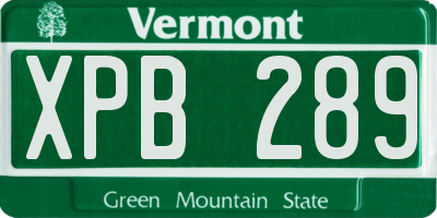 VT license plate XPB289