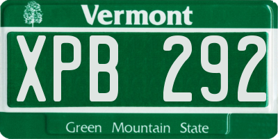 VT license plate XPB292