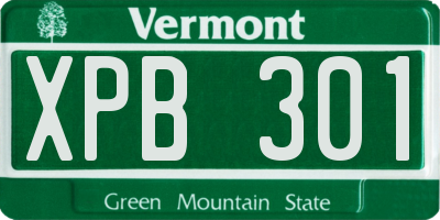 VT license plate XPB301