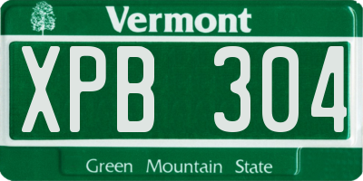 VT license plate XPB304
