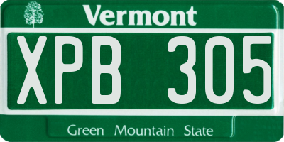VT license plate XPB305